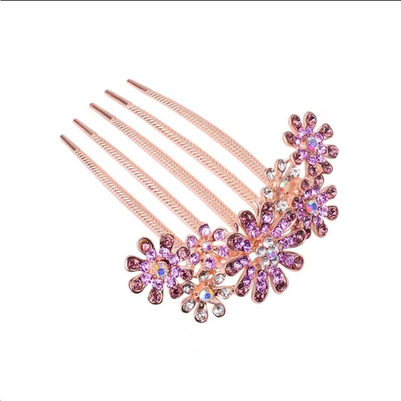 Wholesale Bow Knot Rhinestone Alloy Inlaid Pearl Hair Comb Elegant